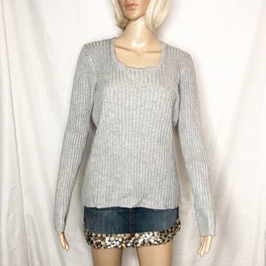 George womens gray ribbed sweater szXL